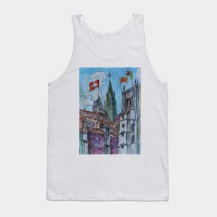 Watercolor Sketch - Saint Pierre Cathedral, Geneva 2014 Tank Top